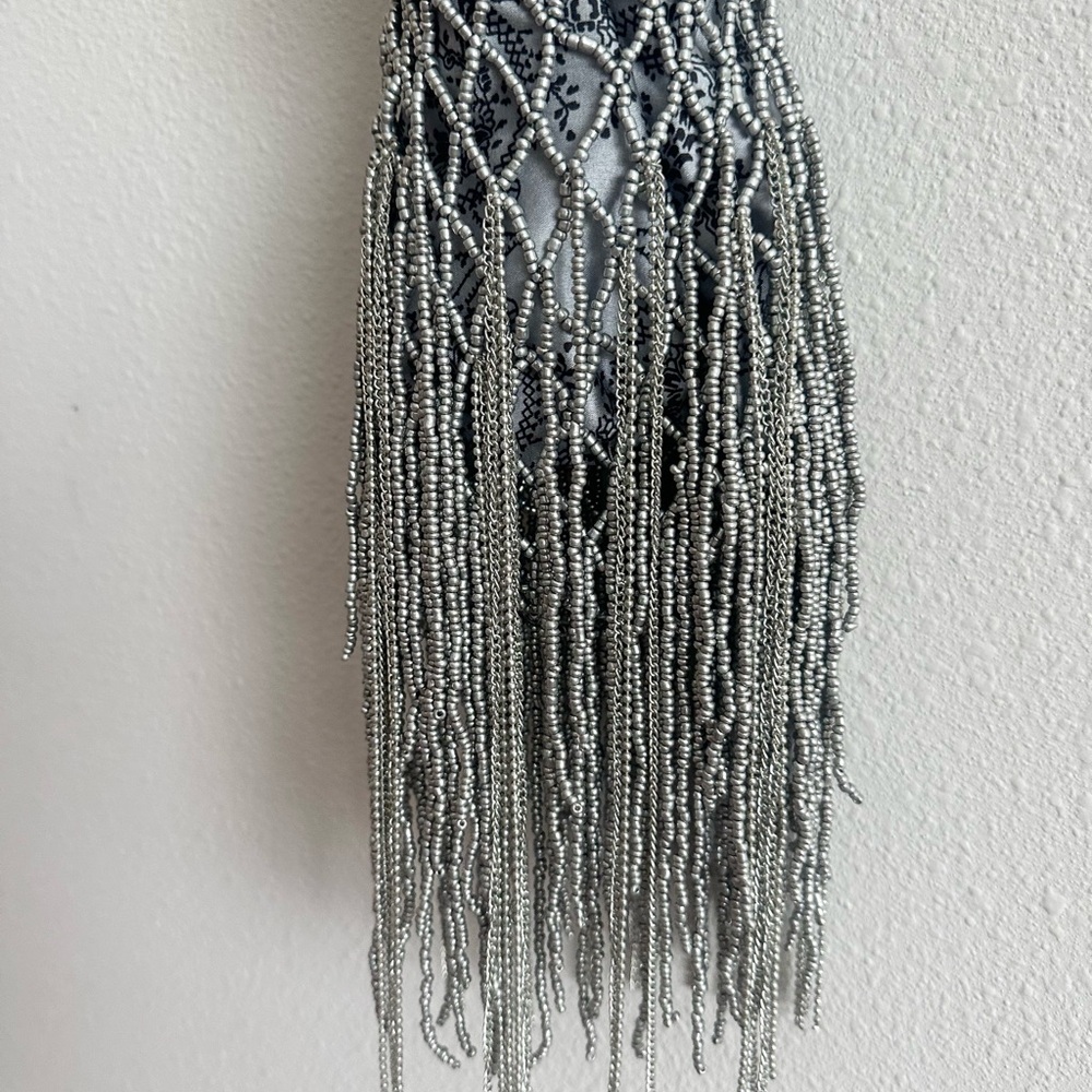 NWT Free People Hayes Beaded Shoulder Bag in Pewter - Picture 7 of 9